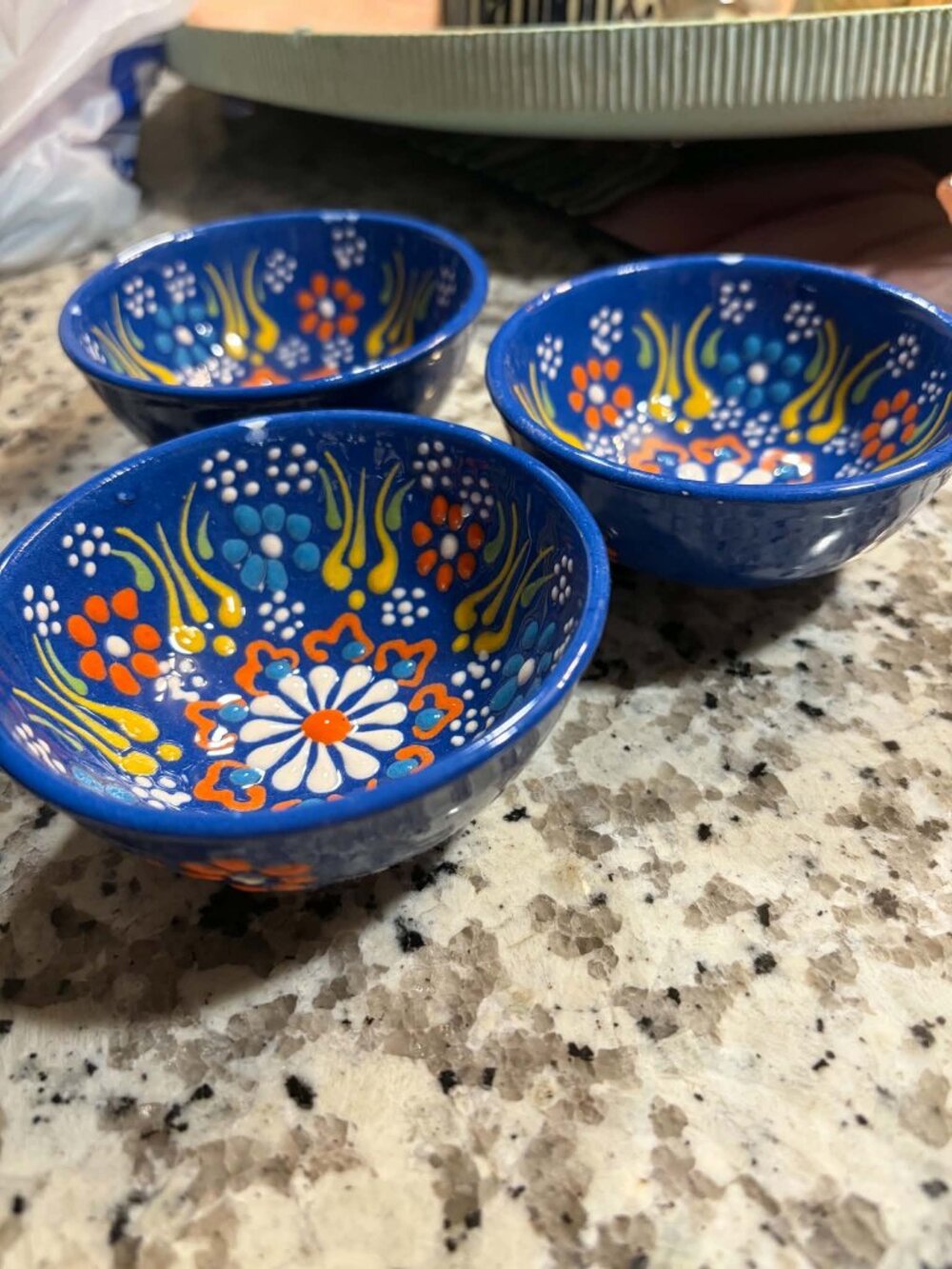 Set of 3 Hand-Painted Ceramic Bowls